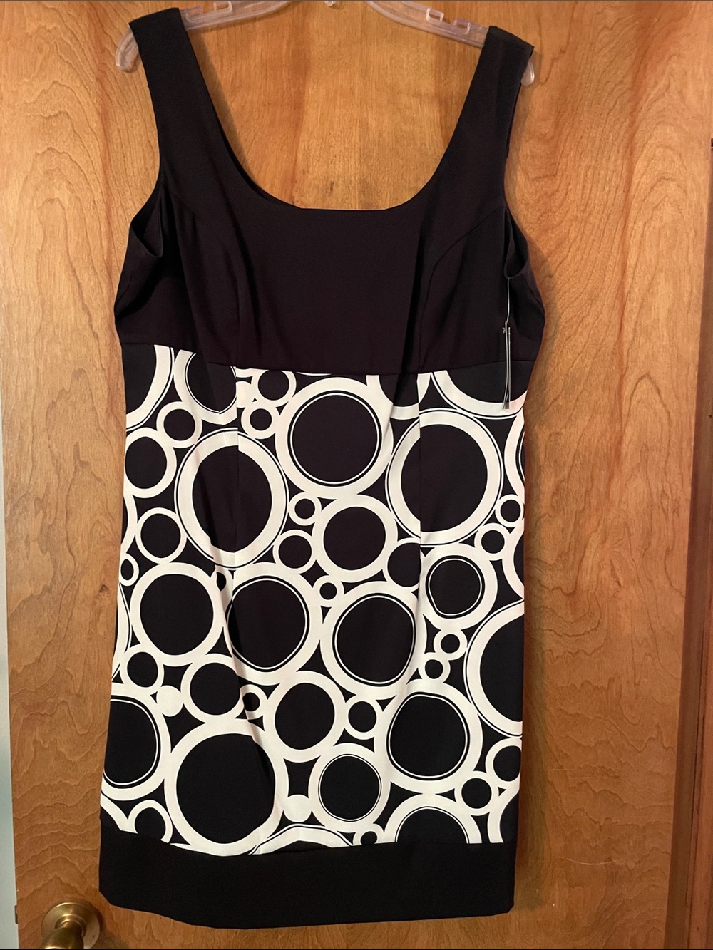 AGB Black & Cream Circle Print Sheath Mini Dress, 14